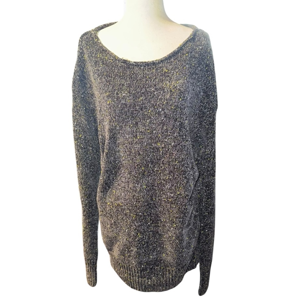 PRANA Cypris Speckled Marled Knit Sweater Gray Chenille Boatneck Tunic Size L - Picture 4 of 15